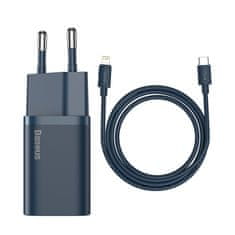 BASEUS Super Si 1C hitri polnilnik USB-C 20 W PD + kabel za iPhone Lightning 1 m, modri