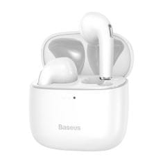 slomart baseus e8 brezžične slušalke bluetooth 5.0 tws v ušesih, vodoodporne ipx5, bele (nge8-02)