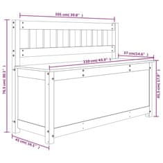 Greatstore Klop bela 110x41x76,5 cm trdna borovina