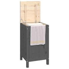 Vidaxl Zaboj za perilo siv 44x44x76 cm trdna borovina