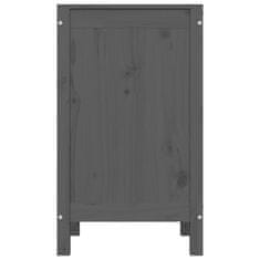 Vidaxl Zaboj za perilo siv 44x44x76 cm trdna borovina