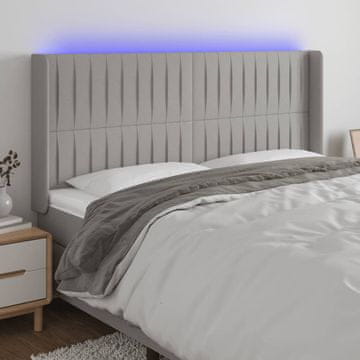 Vidaxl vidaXL Vzglavje postelje z LED svetlo sivo 163x16x118/128 cm blago