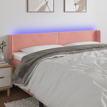 Vidaxl vidaXL Vzglavje postelje z LED svetlo roza 203x16x78/88 cm žamet