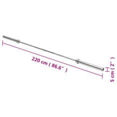 Vidaxl Olimpijska palica za uteži 220 cm jeklo