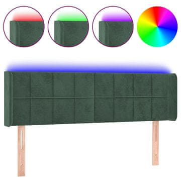 Vidaxl LED posteljno vzglavje temno zeleno 147x16x78/88 cm žamet