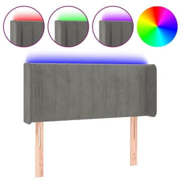 Vidaxl LED posteljno vzglavje svetlo sivo 93x16x78/88 cm žamet