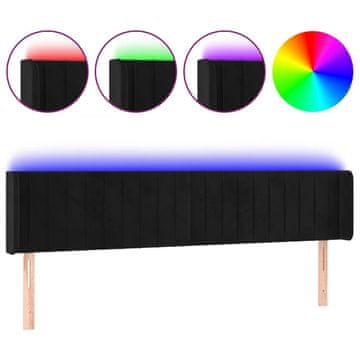 Vidaxl LED posteljno vzglavje črno 203x16x78/88 cm žamet