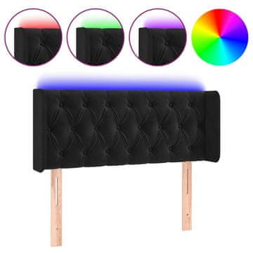Vidaxl LED posteljno vzglavje črno 93x16x78/88 cm žamet