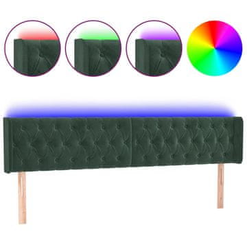Vidaxl LED posteljno vzglavje temno zeleno 203x16x78/88 cm žamet