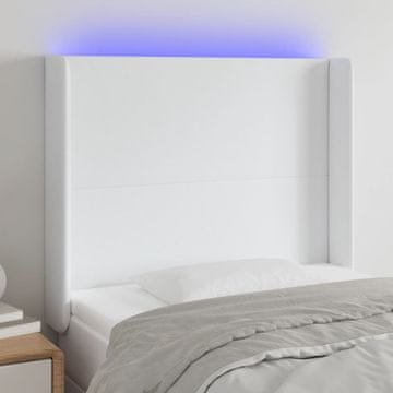 Vidaxl vidaXL LED vzglavje postelje belo 93x16x118/128 cm umetno usnje