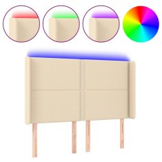 Vidaxl LED posteljno vzglavje krem 147x16x118/128 cm blago