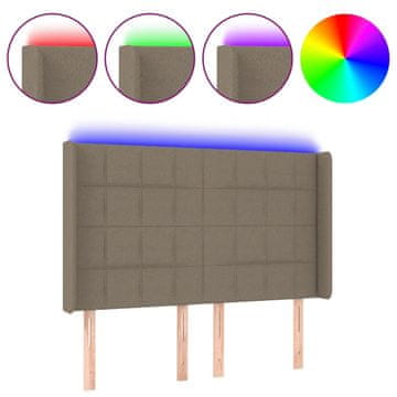 Vidaxl LED posteljno vzglavje taupe 147x16x118/128 cm blago