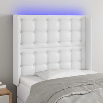 Vidaxl vidaXL Vzglavje postelje z LED diodo belo 103x16x118/128 cm umetno usnje