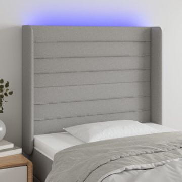 Vidaxl vidaXL Vzglavje postelje z LED svetlo sivo 83x16x118/128 cm blago