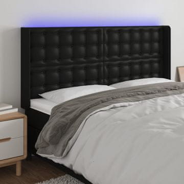 Vidaxl vidaXL LED vzglavje postelje črno 183x16x118/128 cm umetno usnje
