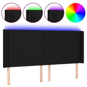 Vidaxl LED posteljno vzglavje črno 183x16x118/128 cm blago