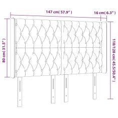 Vidaxl LED posteljno vzglavje temno sivo 147x16x118/128 cm žamet