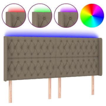 Vidaxl LED posteljno vzglavje taupe 183x16x118/128 cm blago