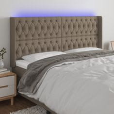 shumee vidaXL LED posteljno vzglavje taupe 183x16x118/128 cm blago