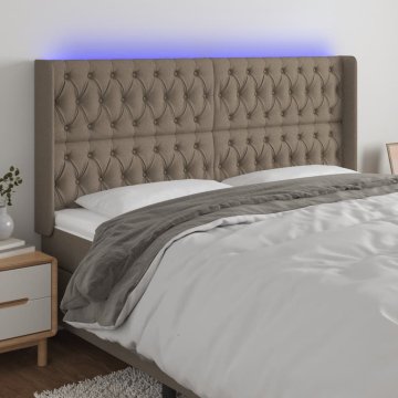 Vidaxl vidaXL Vzglavje postelje z LED svetlobo sivo-rjavo 183x16x118/128 cm blago