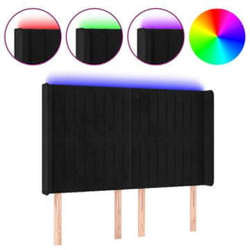 Vidaxl LED posteljno vzglavje črno 147x16x118/128 cm žamet