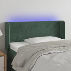 shumee vidaXL LED posteljno vzglavje temno zeleno 103x16x78/88 cm žamet