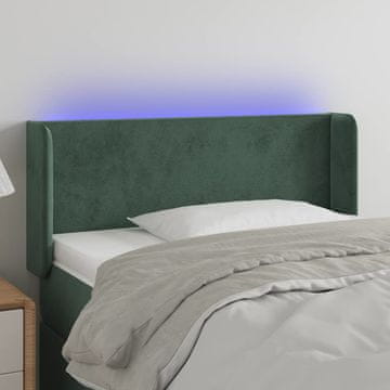Vidaxl vidaXL Vzglavje postelje z LED diodo temno zeleno 103x16x78/88 cm žametno
