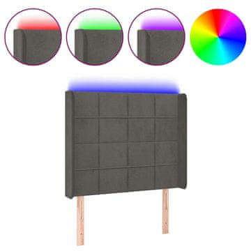 Vidaxl LED posteljno vzglavje temno sivo 103x16x118/128 cm žamet