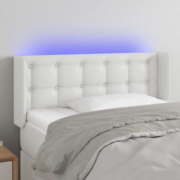 Vidaxl vidaXL Vzglavje postelje z LED diodo belo 83x16x78/88 cm umetno usnje