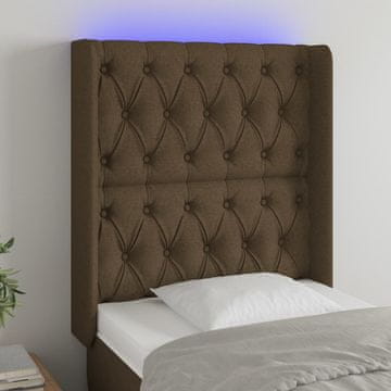 Vidaxl vidaXL Vzglavje postelje z LED diodo temno rjavo, 83x16x118/128 cm blago