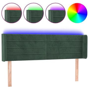 Vidaxl LED posteljno vzglavje temno zeleno 147x16x78/88 cm žamet