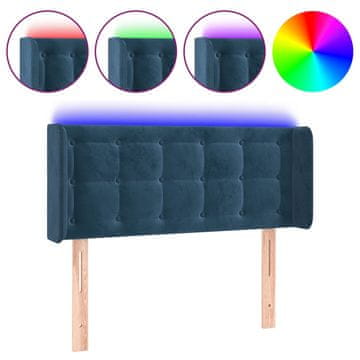 Vidaxl LED posteljno vzglavje temno modro 93x16x78/88 cm žamet
