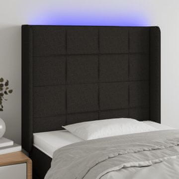 Vidaxl vidaXL Vzglavje postelje z LED diodo črno 93x16x118/128 cm blago