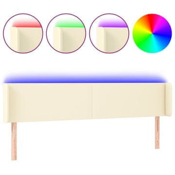 Vidaxl LED posteljno vzglavje krem 163x16x78/88 cm umetno usnje