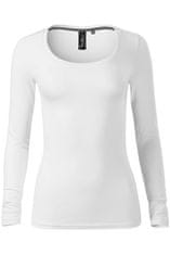 Malfini Ženska majica z dolgimi rokavi in globljim izrezom, bela, XS