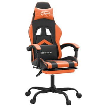 Vidaxl Vrtljiv gaming stol z oporo za noge črno in oranžno um. usnje