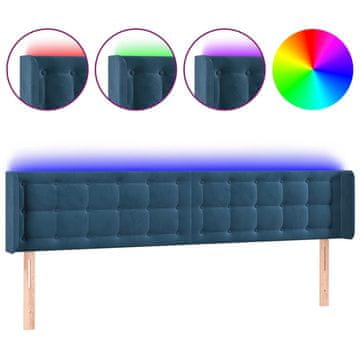 Vidaxl LED posteljno vzglavje temno modro 203x16x78/88 cm žamet