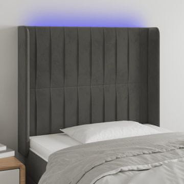 Vidaxl vidaXL Vzglavje postelje z LED diodo temno sivo 83x16x118/128 cm žamet