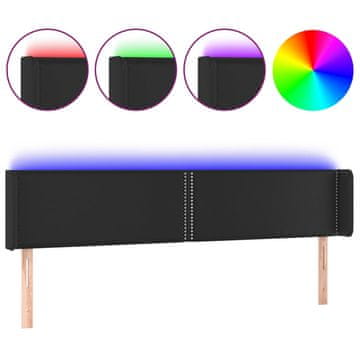 Vidaxl LED posteljno vzglavje črno 203x16x78/88 cm umetno usnje