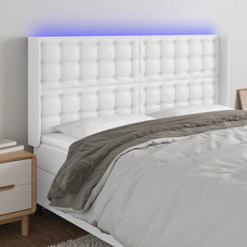 Vidaxl vidaXL Vzglavje postelje z LED diodo belo 203x16x118/128 cm umetno usnje