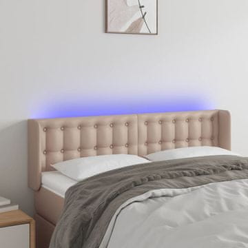 Vidaxl vidaXL LED vzglavje postelje, kapučino, 147x16x78/88 cm, umetno usnje