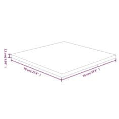 Vidaxl Kvadratna mizna plošča tem. rjava 70x70x2,5 cm trdna hrastovina