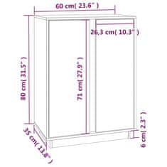Vidaxl Komoda medeno rjava 60x35x80 cm trdna borovina