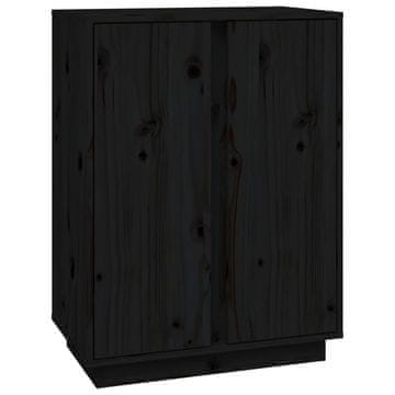 Vidaxl Komoda črna 60x35x80 cm trdna borovina
