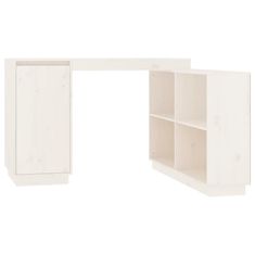 Vidaxl Pisalna miza bela 110x50x75 cm trdna borovina