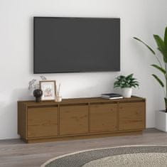 Vidaxl TV omarica medeno rjava 156x37x45 cm trdna borovina