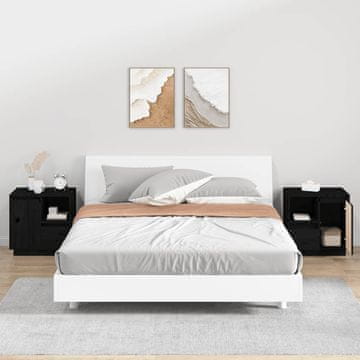 Vidaxl vidaXL Nočne omarice, komplet 2 kosov, črne, 50x34x50 cm, masiven borov les
