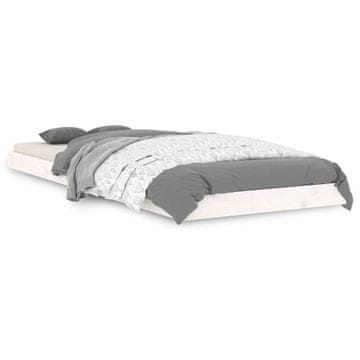 Vidaxl Posteljni okvir bel 75x190 cm trdna borovina