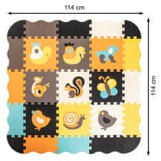 WOWO Stajica - 25-delna pisana penasta sestavljanka z motivom živali za stajico 114 cm x 114 cm x 1 cm