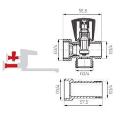 Ferro Priključni ventil za pralni stroj s 3/4 ”podaljškom, krom